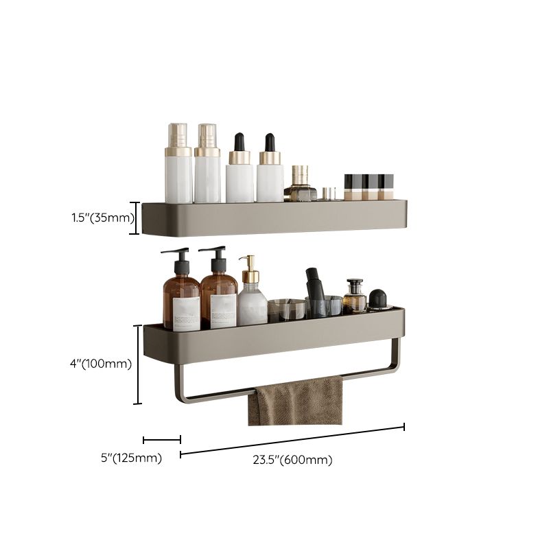 Lisslune | Contemporary Aluminum Bathroom Accessory Set Grey Bath Shelf