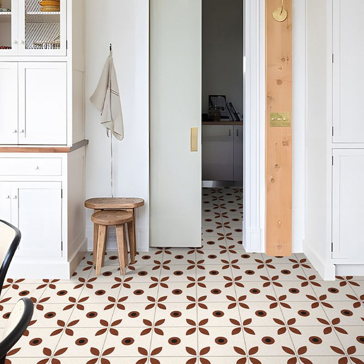 Lisslune | Indoor Vinyl Flooring Floral Pattern Peel and Stick Waterproof Square Vinyl Floor
