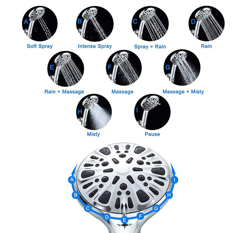 Lisslune | Modern shower head for bathroom 9-nozzle round wall-mounted shower head