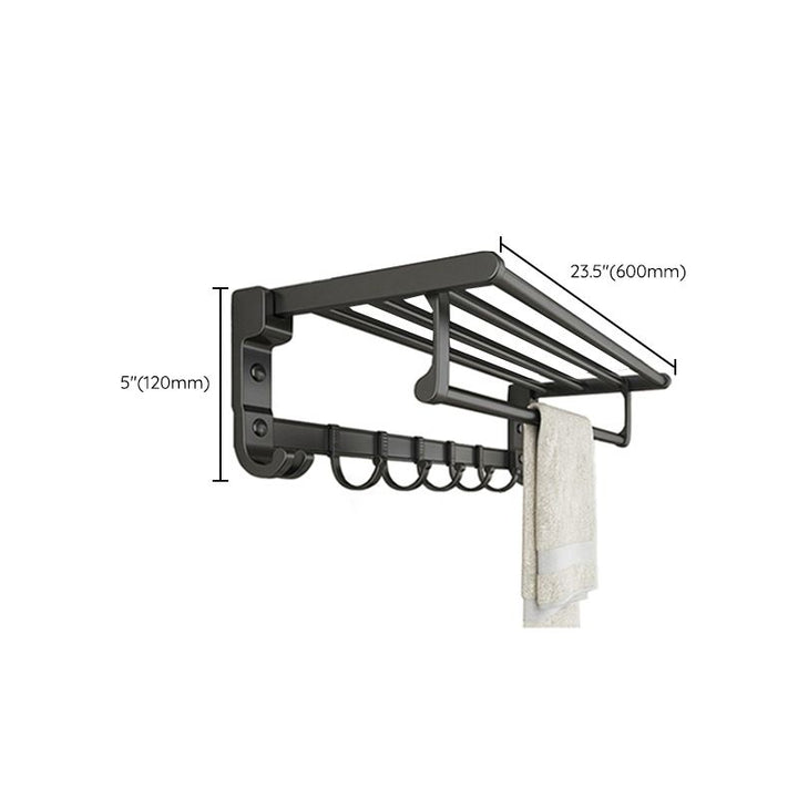 Lisslune | Chrome/Black Classic Bathroom Accessories Set Modern Bath Shelf/Towel Bar & Paper Holder