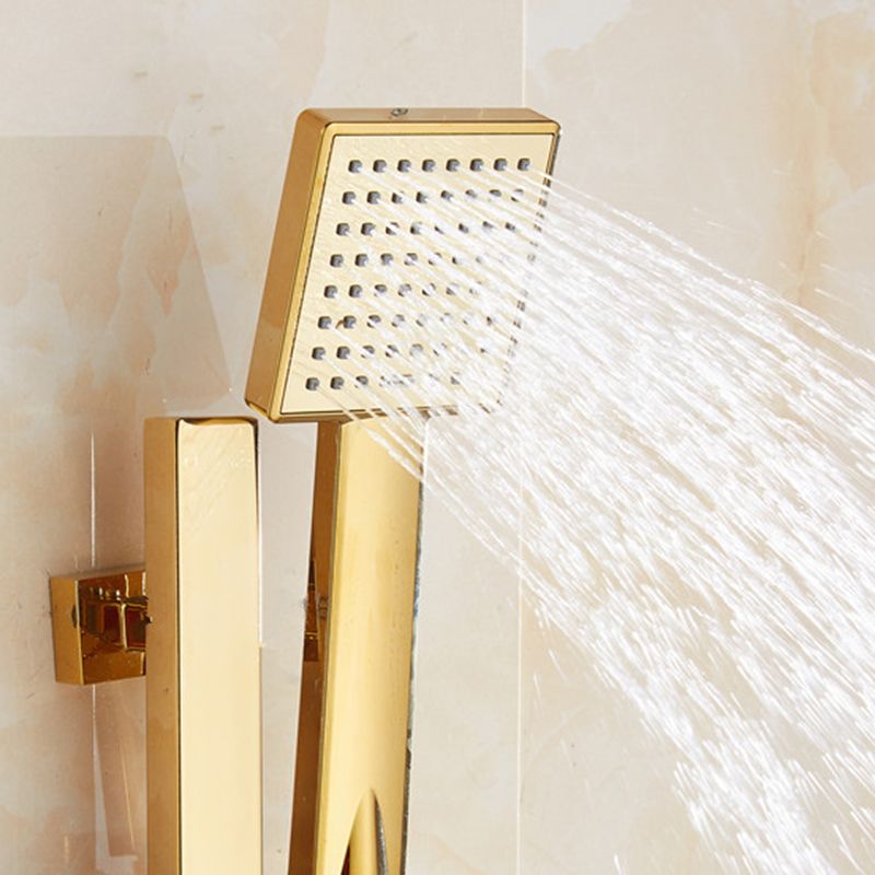 Lisslune | Contemporary Shower Head Square Golden Bathroom Handheld Shower