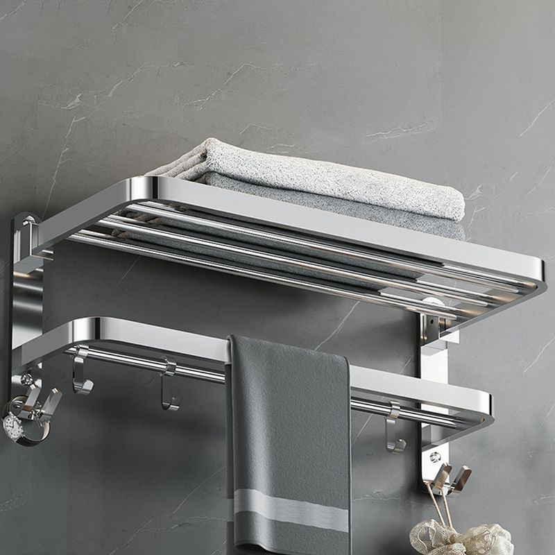 Lisslune | Polished Chrome Modern Bathroom Accessory Set in Stainless Steel with Bath Shelf/Towel Rail