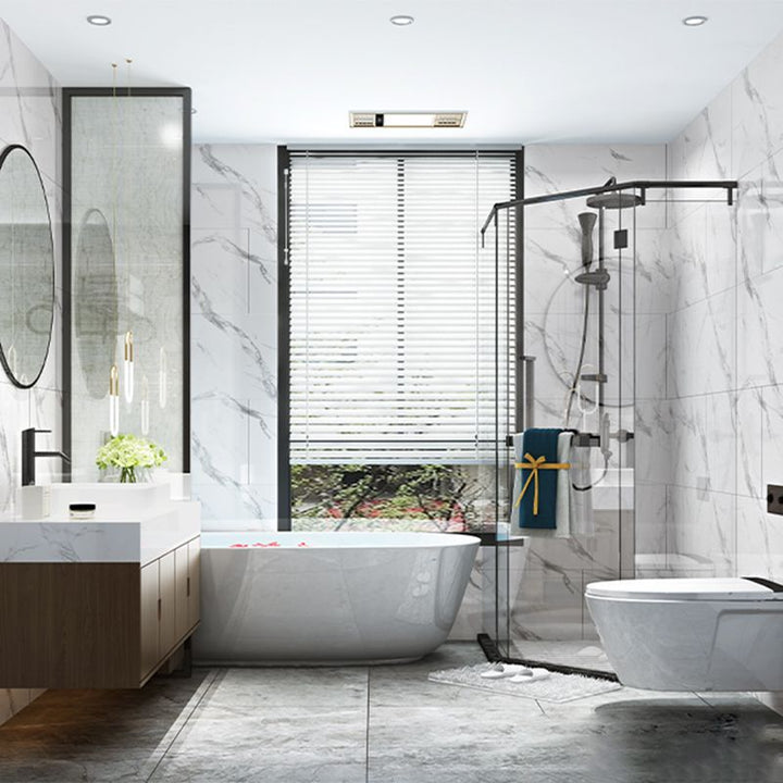 Lisslune | Bathroom single tile marble pattern peel-and-stick tiles backing plate