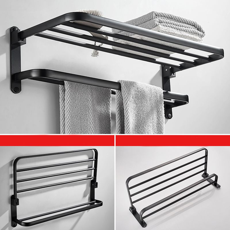 Lisslune | Modern Classic Bathroom Hardware Set Matte Black Bathrobe/Towel Rack & Bathroom Shelf