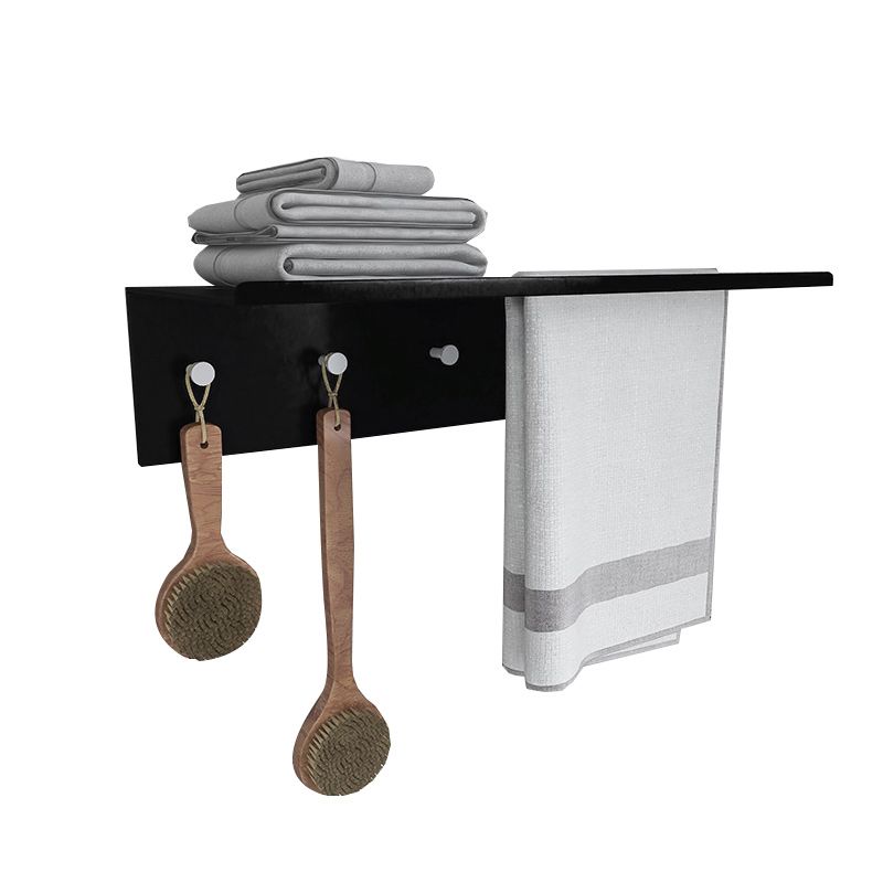 Lisslune | Black 6-piece Bathroom Accessory Set Modern Shower Curtain Rod / Bathrobe Hooks and Towel Bar