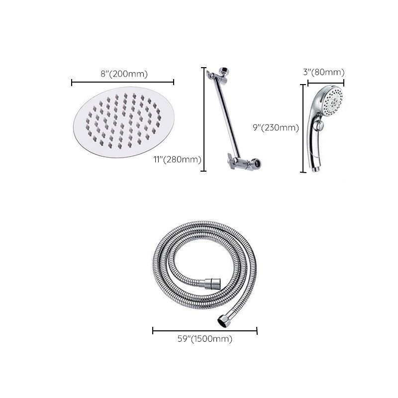 Lisslune | Stainless Steel 8 Inch Shower Set 5 Sprays Handheld Shower Head Shower Arm