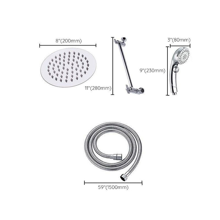 Lisslune | Stainless Steel 8 Inch Shower Set 5 Sprays Handheld Shower Head Shower Arm