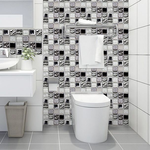 Lisslune | Square Peel and Stick Tile Grid Mosaic Tiles Interior Wallpaper