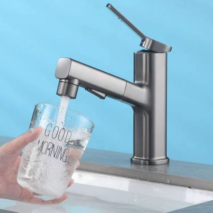 Lisslune | Modern Bathroom Sink Faucet with Brass Lever Handles and Swivel Spout