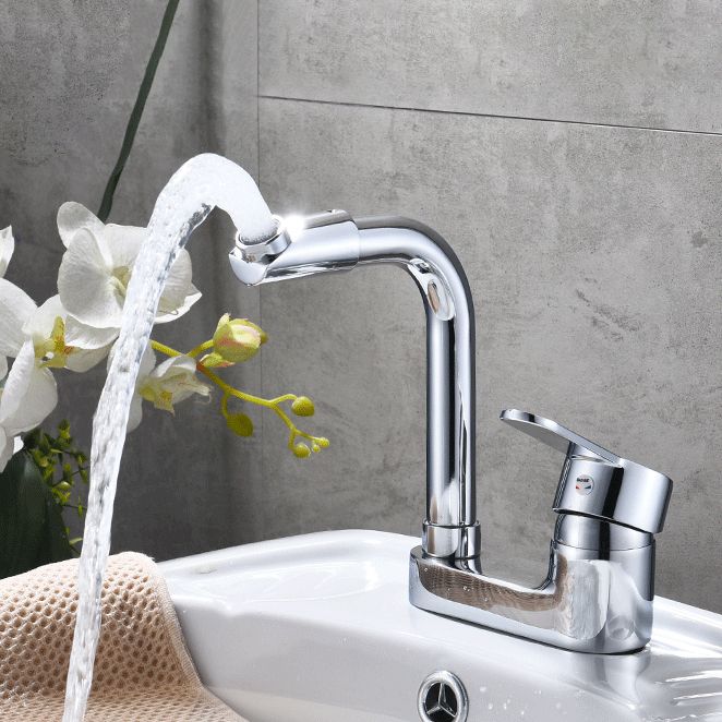 Lisslune | Chrome round wash basin faucet with swivel spout for the bathroom