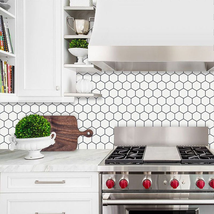 Lisslune | Peel and Stick Wall Tile Waterproof Hexagonal PVC Peel and Stick Wall Tile