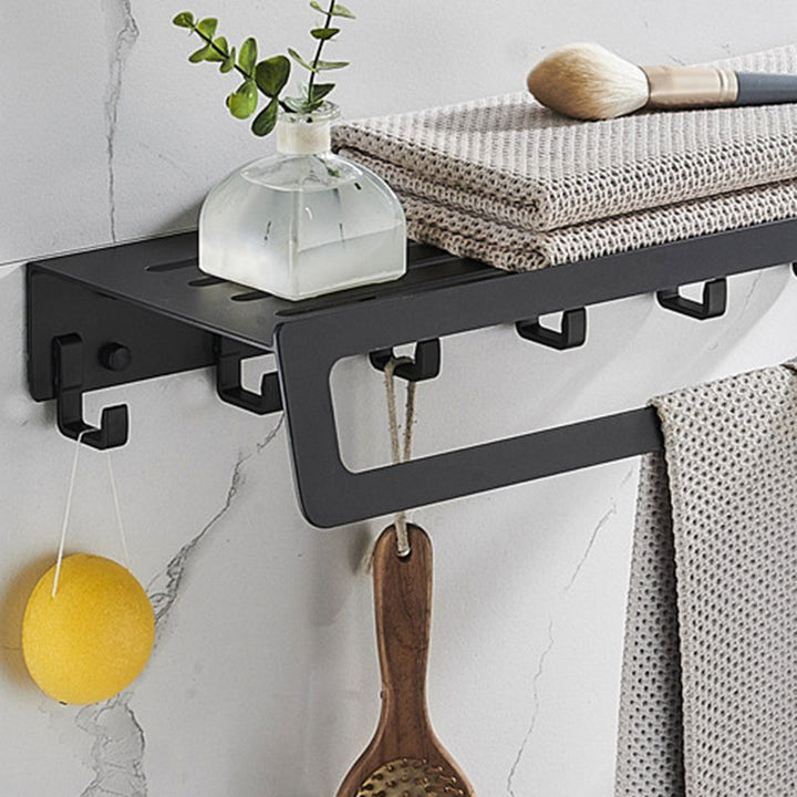Lisslune | 7-piece Bathroom Hardware Set Matte Black/Grey with Bath Shelf/Towel Holder/Bath Towel Hook