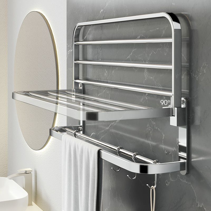 Lisslune | Polished Chrome Modern Bathroom Accessory Set in Stainless Steel with Bath Shelf/Towel Rail