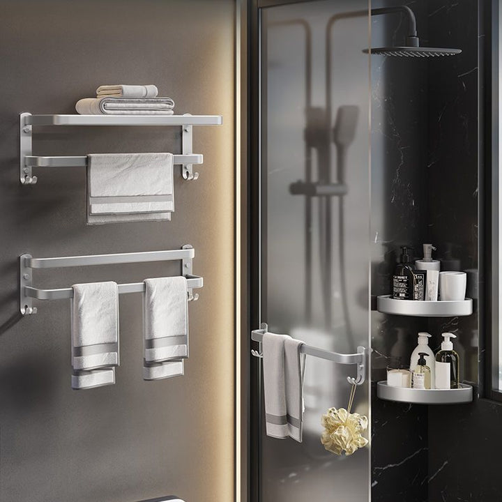 Lisslune | 7-piece Bathroom Accessory Set Modern Aluminum Bathroom Set in Silver