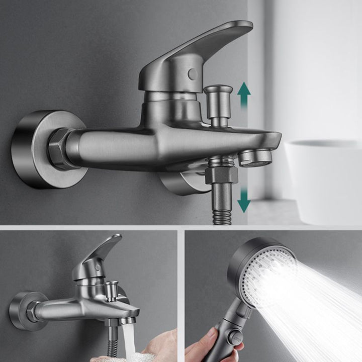 Lisslune | Low Arch Bathtub Faucet Hose Wall-Mounted Single Lever Tub Filler with Hand Shower