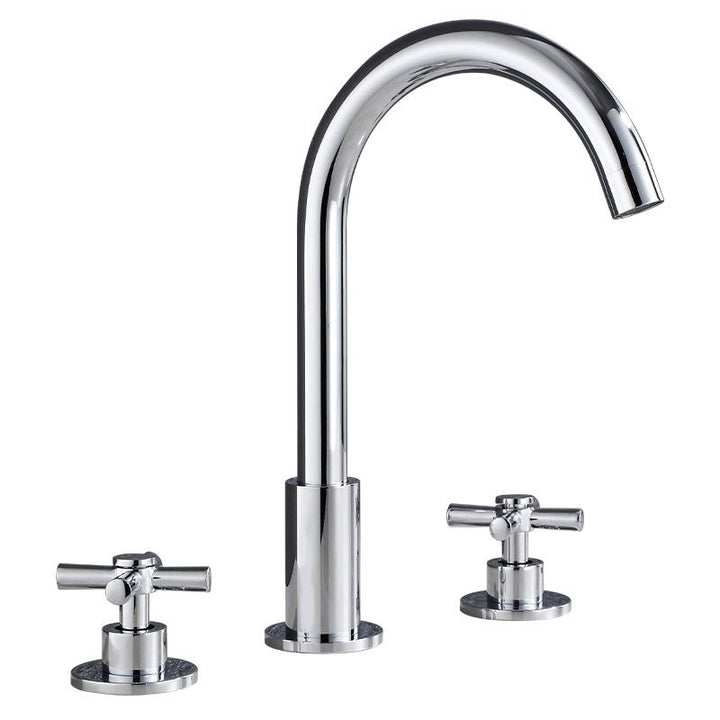 Lisslune | Goose Neck Bathroom Sink Faucet 2 Handles Hot and Cold Water Sink Faucet with Drain