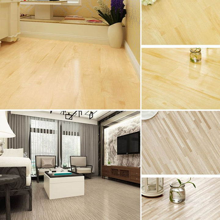 Lisslune | Rectangle PVC Floor Covering Peel and Stick Smooth Wood Look Vinyl Flooring