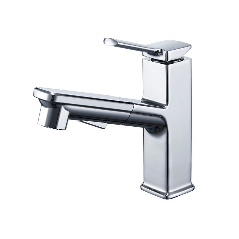 Lisslune | Modern Brass Faucet Center Mount Bathroom Faucet with Water Hose