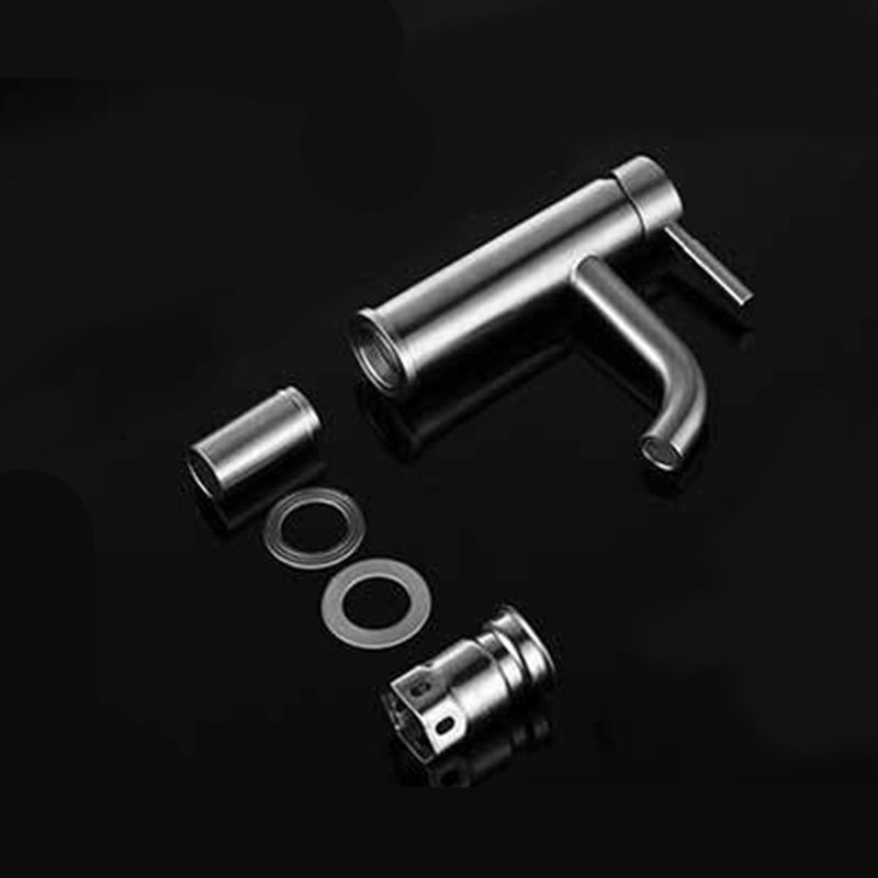 Lisslune | Modern Silver Bathroom Faucet Single Handle Bathroom Tap with Lever Handle