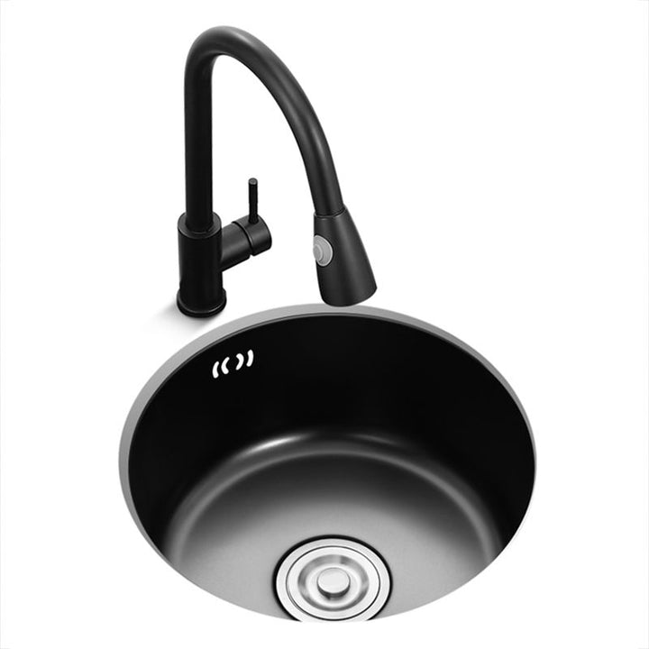 Lisslune | Single Bowl Kitchen Sink Round Stainless Steel Sink with Drain Strainer Kits