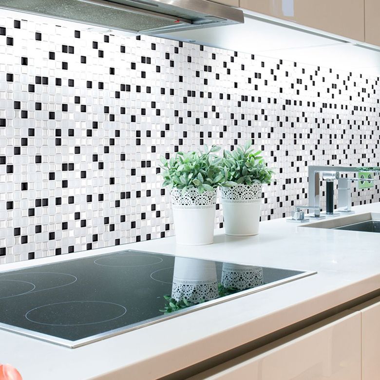 Lisslune | Square Peel & Stick Mosaic Tile Plastic Grid Peel & Stick Mosaic Tile
