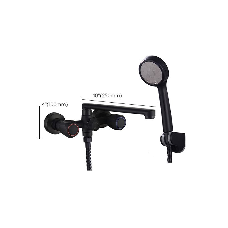 Lisslune | Modern Bathtub Faucet Trim Black Wall Mounted Swivel Spout with Hand Shower