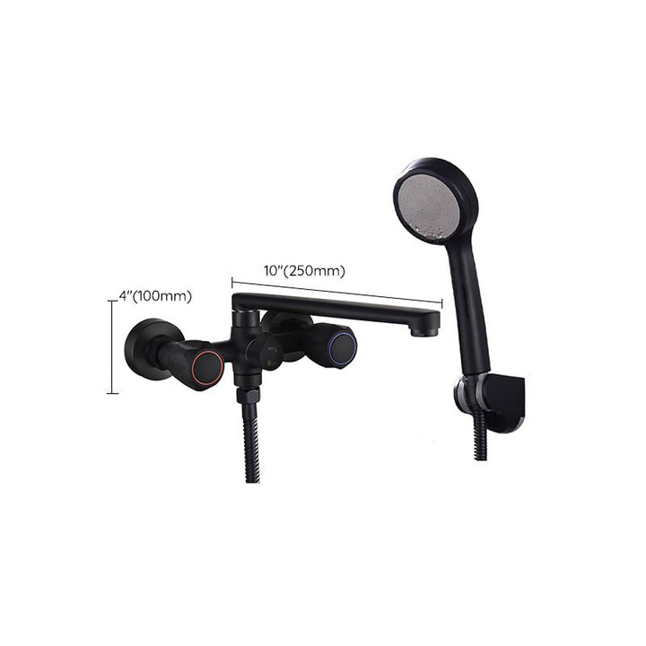Lisslune | Modern Bathtub Faucet Trim Black Wall Mounted Swivel Spout with Hand Shower