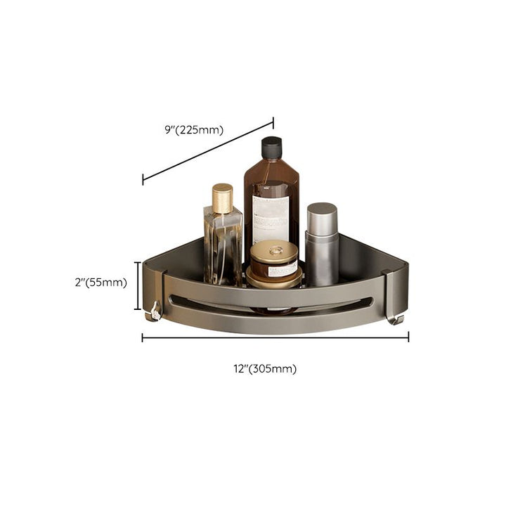 Lisslune | Contemporary Aluminum Bathroom Accessories Set Gray Bath Shelf