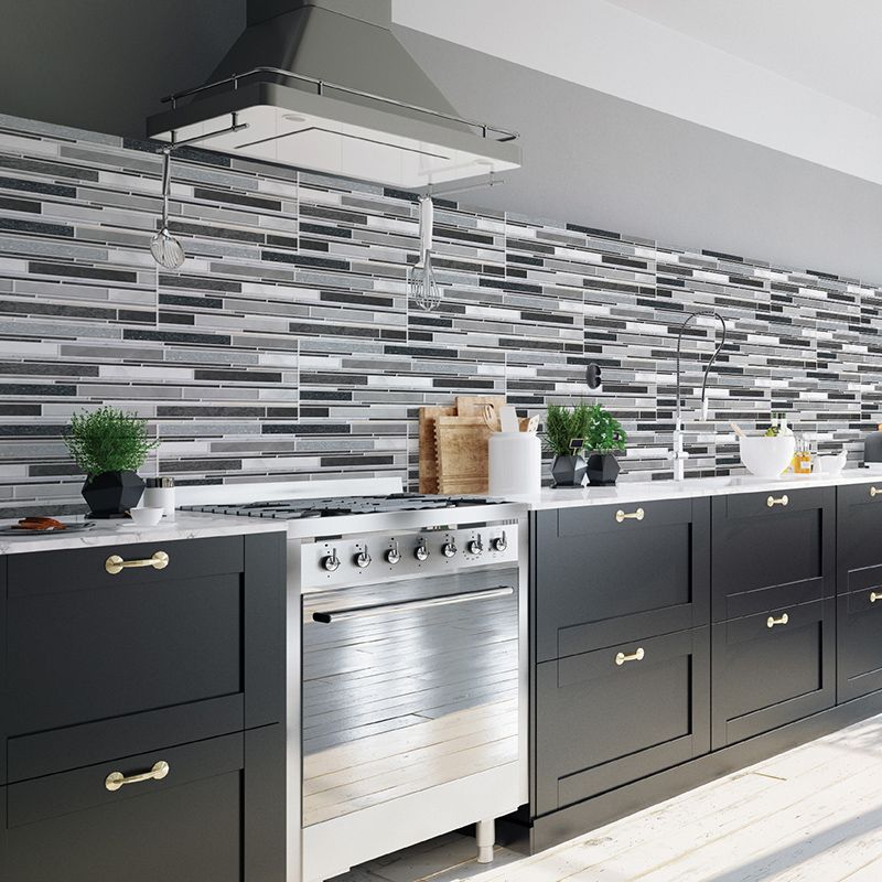 Lisslune | PVC Peel & Stick Tile Kitchen waterproof splash guard Peel and Stick Wall Tile Set of 18