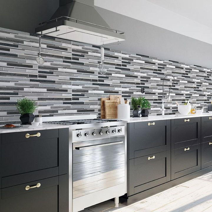 Lisslune | PVC Peel & Stick Tile Kitchen waterproof splash guard Peel and Stick Wall Tile Set of 18