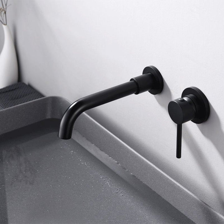 Lisslune | Round Single Handle Bathroom Faucet 2-Hole Wall Mounted Bathroom Faucet with Swivel Head