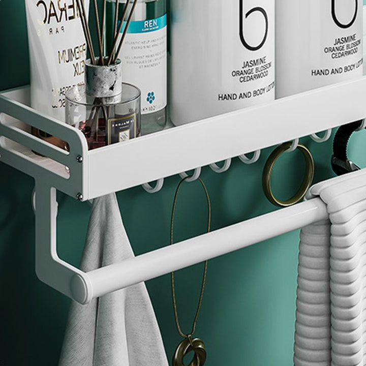 Lisslune | 2-piece modern bathroom accessory set White rectangular wall shelf