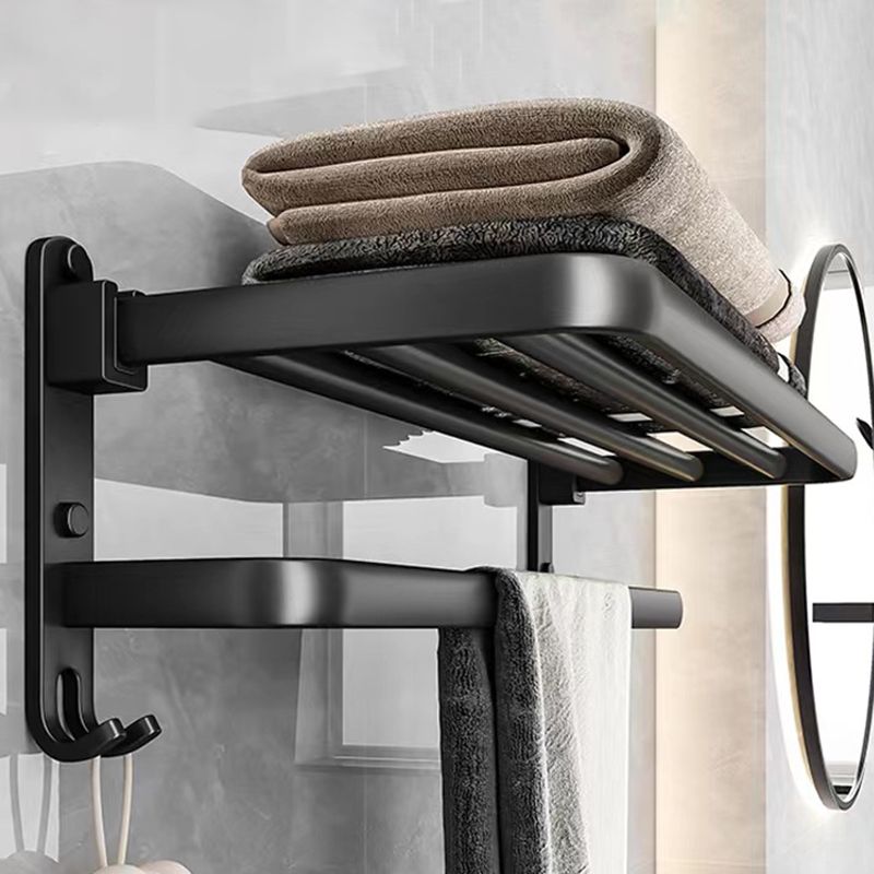 Lisslune | Black Aluminum Bathroom Accessory Set Modern Bathroom Shelf / Towel Bar & Paper Holder