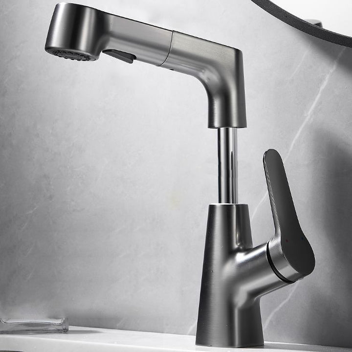 Lisslune | Bathroom Vessel Faucet High Arc Three-Way Spout Single Handle Faucet with Pull-Out Sprayer