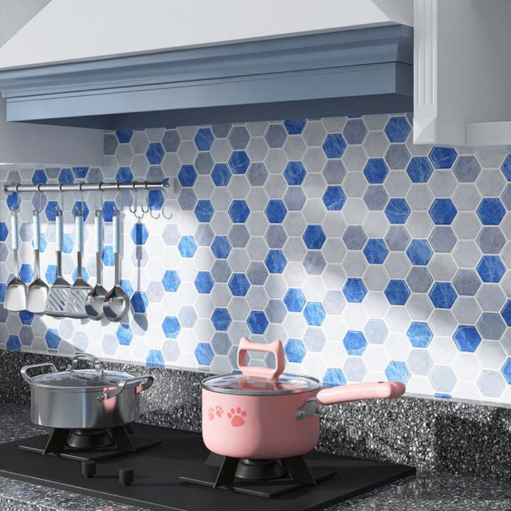 Lisslune | Peel-and-Stick Tiles Hexagonal Waterproof PVC Peel & Stick Mosaic Tile for Shower