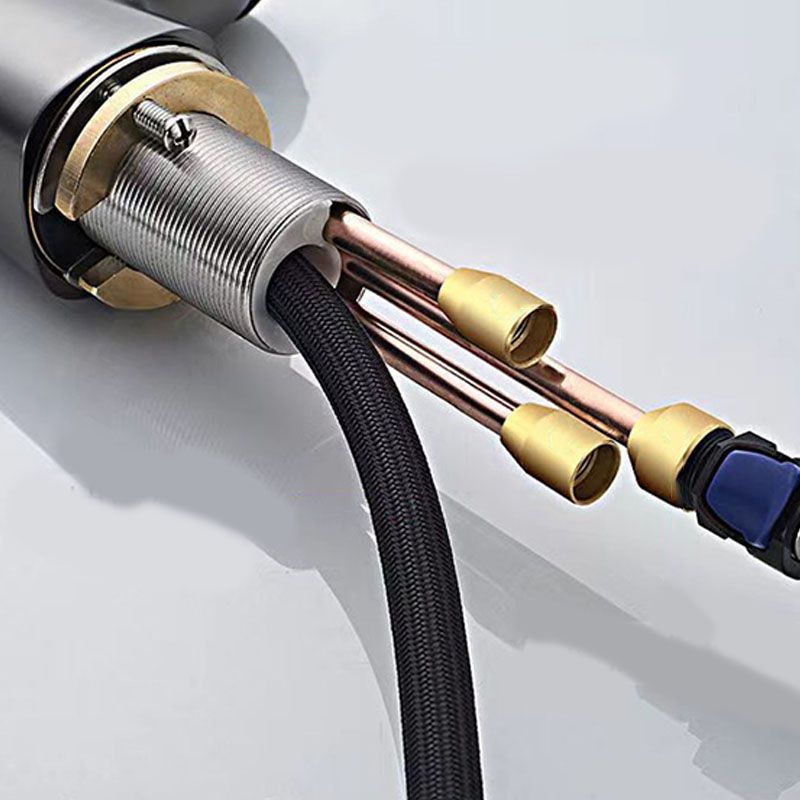 Lisslune | Modern Sink Faucet Lever Handle Copper Low Arc Pull-down Sink Faucet