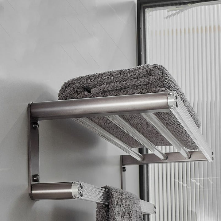 Lisslune | Modern Bathroom Set Gray Towel Rack Bathroom Shelf Bathroom Accessories Set