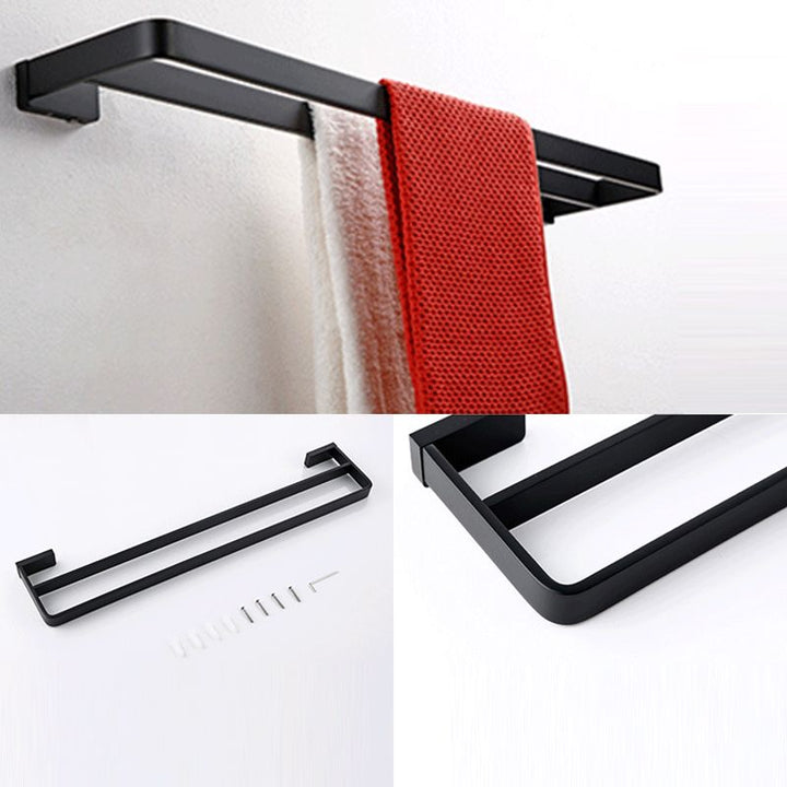 Lisslune | Black Bathroom Accessories Hardware Set with Towel Bar and Bathroom Shelf