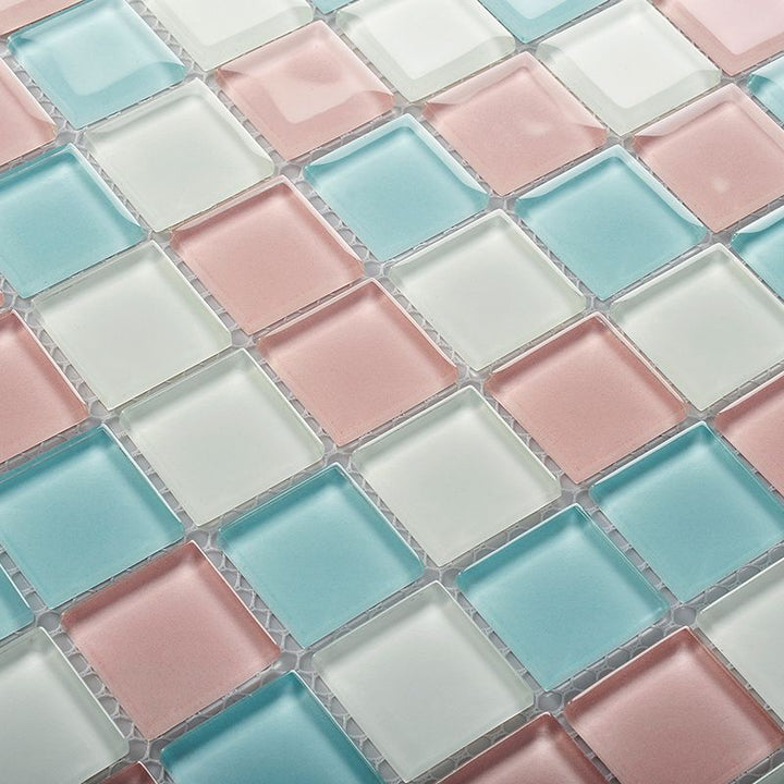 Lisslune | 12" x 12" Peel & Stick Glass Square Grid Mosaic Peel and Stick Tile 10-Pack