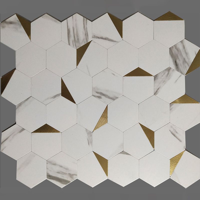 Lisslune | Hexagonal Mosaic Tiles Metal Peel and Stick Tiles for Kitchen and Bathroom, 11.8" x 11.8"