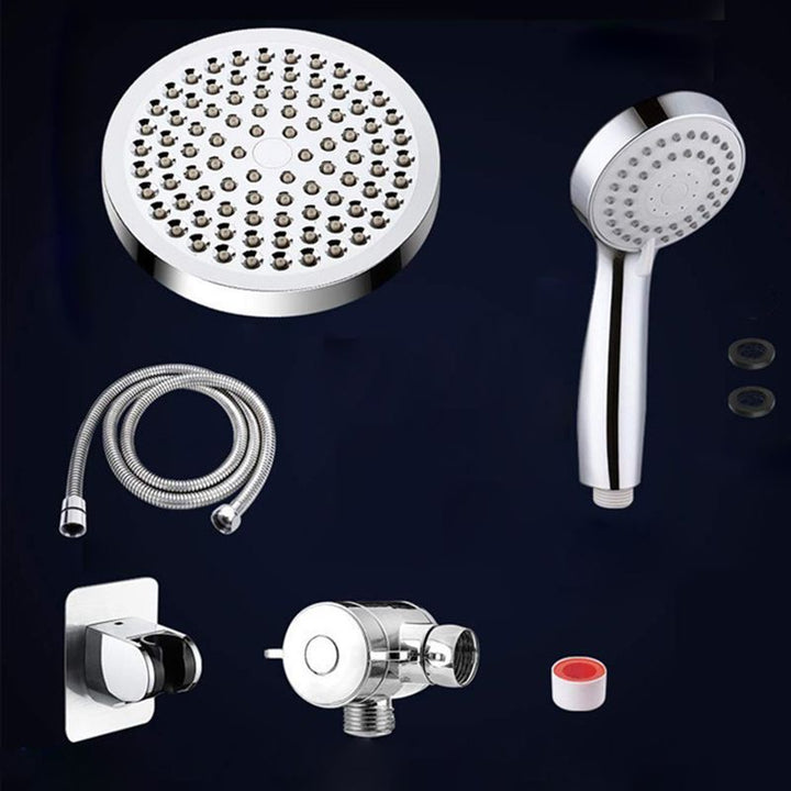Lisslune | Contemporary Shower Combination Double Shower Head Chrome Wall Mount Round Shower Head
