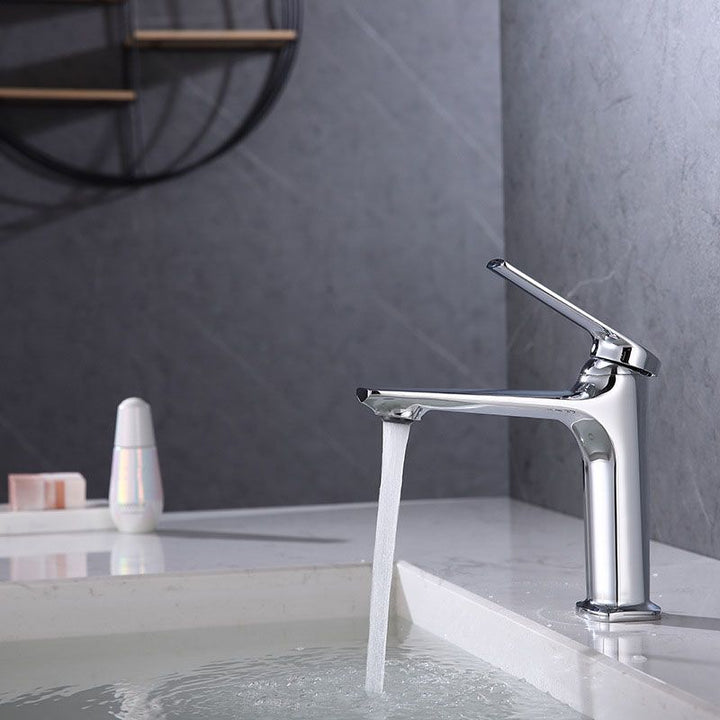 Lisslune | Modern Container Faucet Brass Lever Handles Low Arc Sink Bathroom Faucet