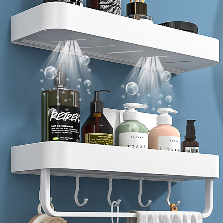 Lisslune | White 2-piece Bathroom Hardware Modern Bathroom Accessories Set, Bathroom Shelf