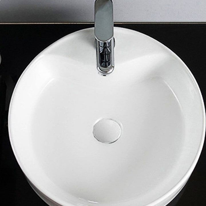 Lisslune | Contemporary Sink Porcelain Water Trough with Round Shape (Faucets Not Included)