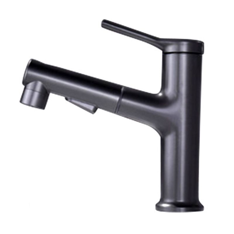 Lisslune | Modern Style Extendable Vessel Faucet Single Handle Low Arc Copper Vessel Faucet