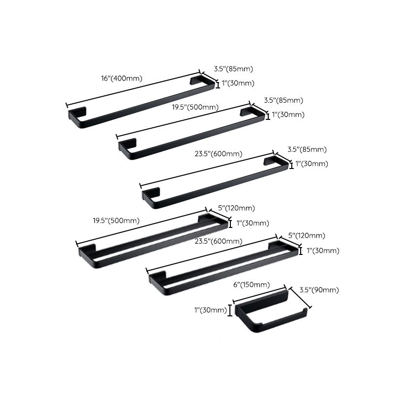 Lisslune | Black Bathroom Accessories Hardware Set with Towel Rail and Bath Shelf