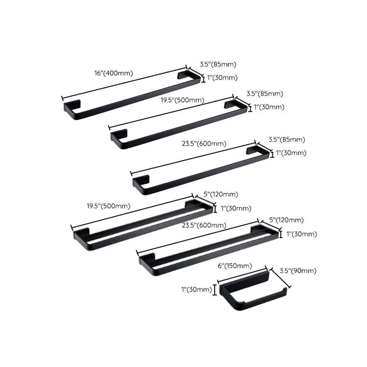 Lisslune | Black Bathroom Accessories Hardware Set with Towel Rail and Bath Shelf