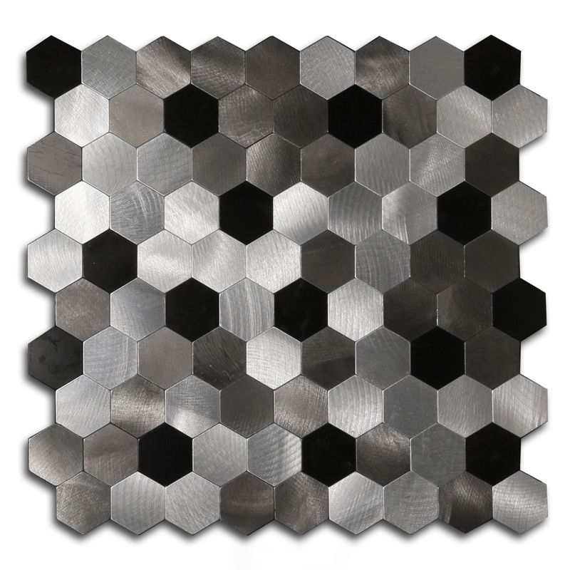 Lisslune | Hexagonal Mosaic Tiles Metal Peel and Stick Tiles for Kitchen and Bathroom, 11.8" x 11.8"