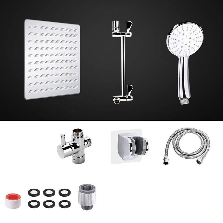 Lisslune | Modern Dual Shower Head Square High Arc Shower Head in Silver