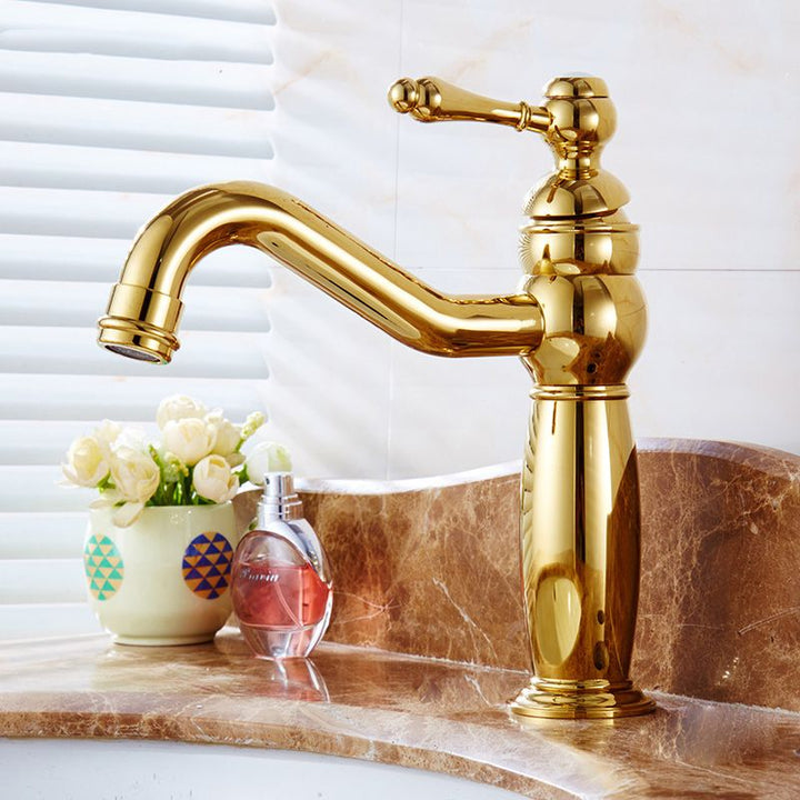 Lisslune | Glam Vessel Faucet Swivel Spout Lever Handle Sink Faucet